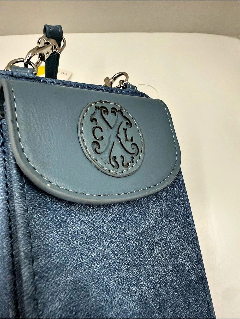 NWT CXL by Christian Lacroix Phiapu Denim Phone Crossbody Wristlet Blue - Picture 4 of 6
